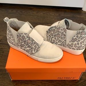 Miz Mooz White Laurent Leopard High Top Slip Ons